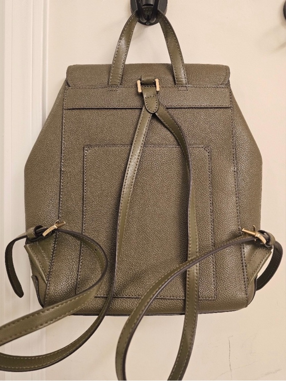 Michael Kors Olive Pebbled Leather Backpack with Gold Hardware - Picture 4 of 13